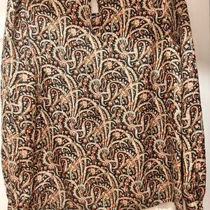 J CREW 4 Talitha Blouse Silk Feather Paisley Print Top Long Sleeve EUC Gorgeous
